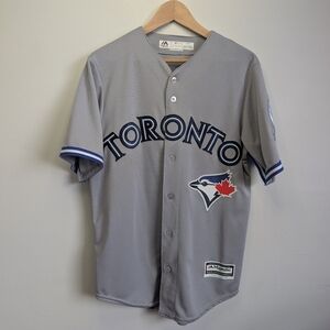 Toronto Blue Jays Jersey Adult Small 40th Anniversary Patch Gray MLB Baseball